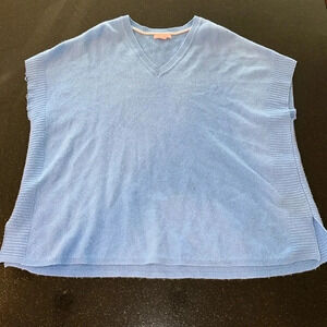 LILY PULITZER 100% Cashmere Baby Blue v-neck Poncho Sweater in Size XS/S